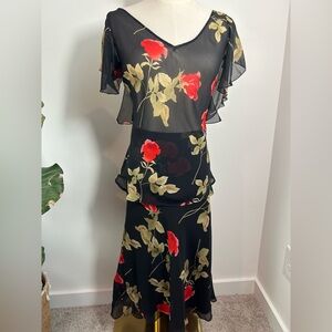 VTG 90s The Limited Silk Floral Midi Skirt